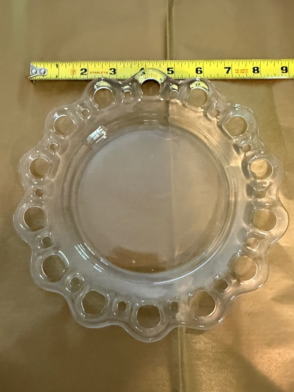 LANCASTER Open Work Clear Glass Luncheon Plate vintage